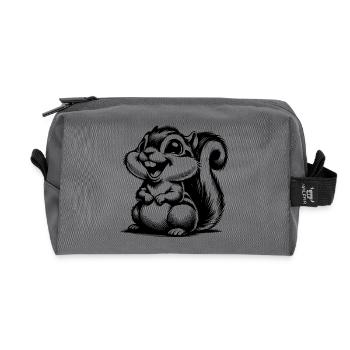 Lustiges Eichhörnchen Portrait Bleistiftskizze - Recycelte Kulturtasche - Anthrazit - Vorne