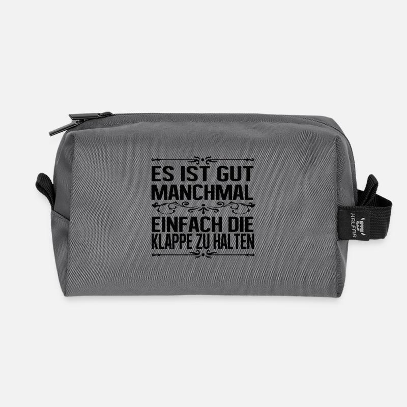Es ist gut manchmal einfach die Klappe zu halten - Recycelte Kulturtasche - Anthrazit