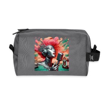 Vintage Singer Music - Recycled Toiletry Zip Bag - anthracite - Front