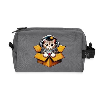Chat astronaute - Trousse de toilette en tissu recyclé - anthracite - Devant