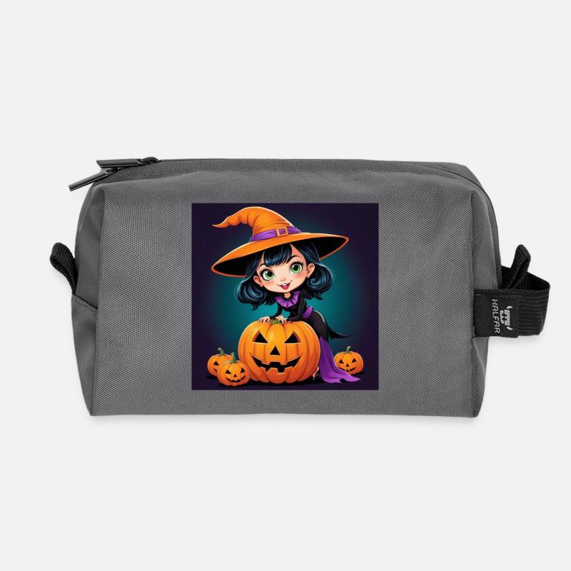 Halloween Witch - Recycled Toiletry Zip Bag - anthracite