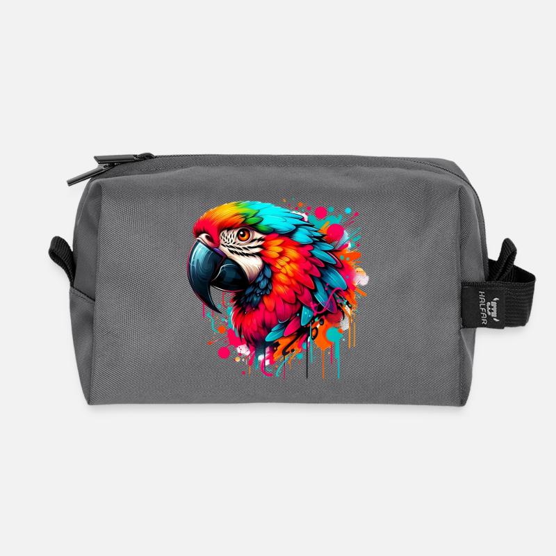 Papagei - Recycelte Kulturtasche - Anthrazit