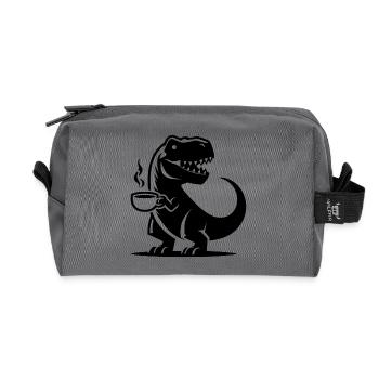 T-Rex avec tasse à café Grim Caffeine Dino - Trousse de toilette en tissu recyclé - anthracite - Devant