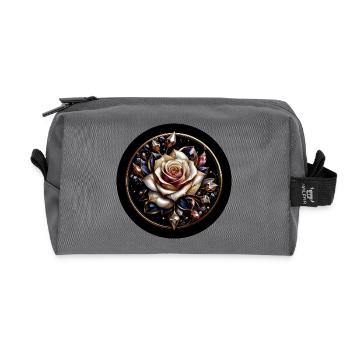 Rose im Diamantkranz - Rose Diamant Edelstein - Recycelte Kulturtasche - Anthrazit - Vorne