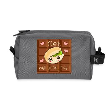 Bon rétablissement amour - Chocolat Pistache - Trousse de toilette en tissu recyclé - anthracite - Devant