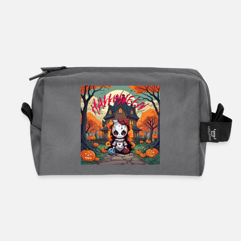 Halloween - Recycled Toiletry Zip Bag - anthracite
