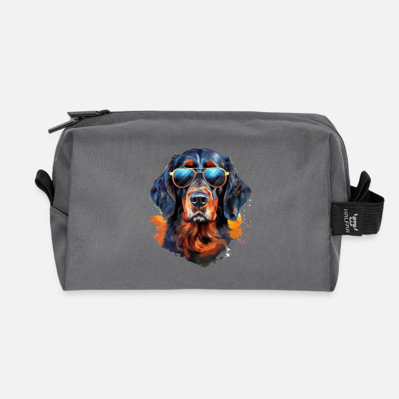 Gordon Setter avec lunettes de soleil - Trousse de toilette en tissu recyclé - anthracite