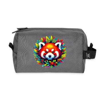 Red panda - Recycled Toiletry Zip Bag - anthracite - Front