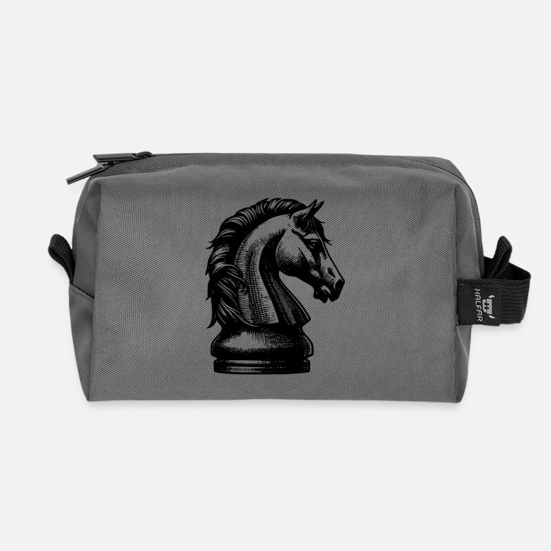Schachspiel Schachfigur Springer Pferd - Recycelte Kulturtasche - Anthrazit