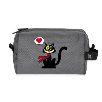 Black Cat in Love - Recycled Toiletry Zip Bag - anthracite - Front