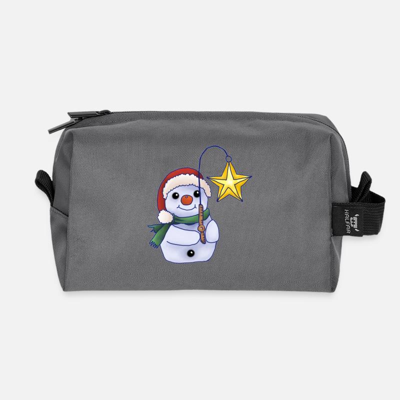 Schneemann mit Stern - Recycelte Kulturtasche - Anthrazit