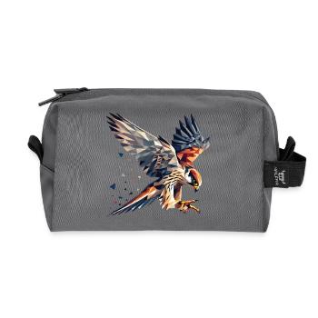 Faucon oiseau de proie style polygone - Trousse de toilette en tissu recyclé - anthracite - Devant
