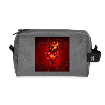 Flammendes Herz. - Recycelte Kulturtasche - Anthrazit - Vorne