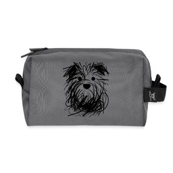 Creative Dog Portrait with Chaotic Lines - Recycled Toiletry Zip Bag - anthracite - Front