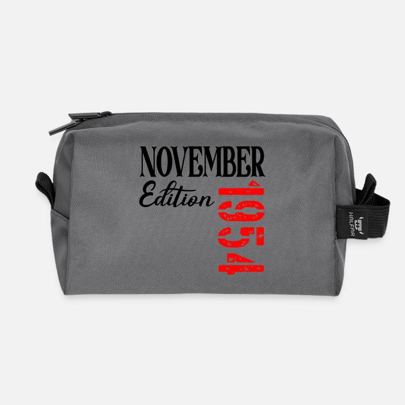 72. GEBURTSTAG NOVEMBER 1954 - Recycelte Kulturtasche - Anthrazit