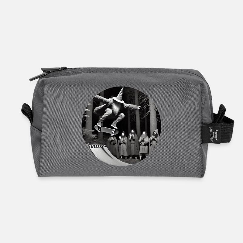 Crazy Wizard Skateboard - Recycled Toiletry Zip Bag - anthracite