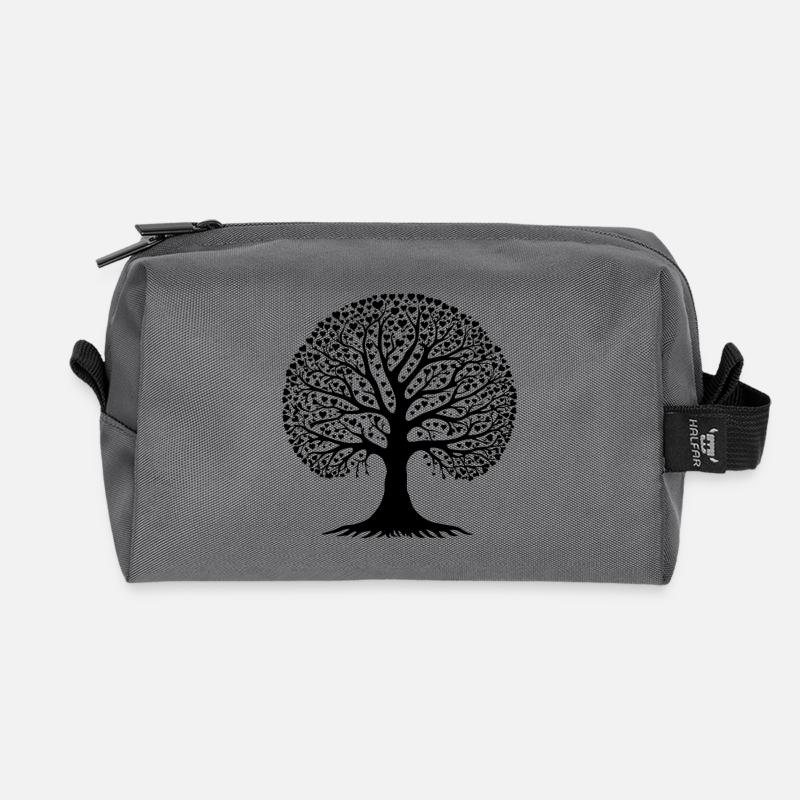 Baum der Herzen - Zeitloses Design - Recycelte Kulturtasche - Anthrazit
