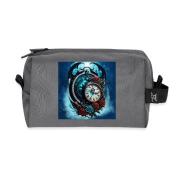 The clock in the fog of infinity. - Recycled Toiletry Zip Bag - anthracite - Front