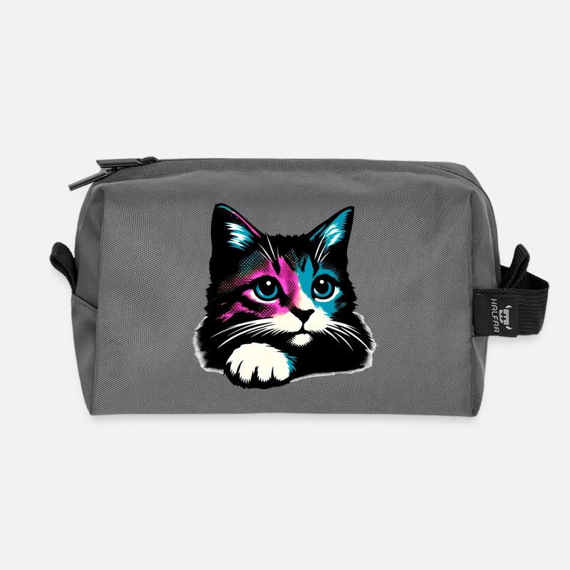 Katze - Recycelte Kulturtasche - Anthrazit