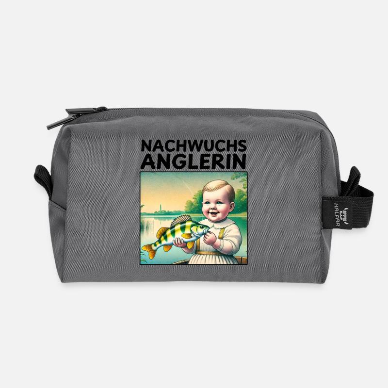 Young angler - Recycled Toiletry Zip Bag - anthracite