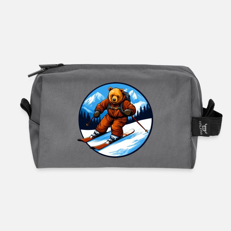 Ski Bären - Recycelte Kulturtasche - Anthrazit