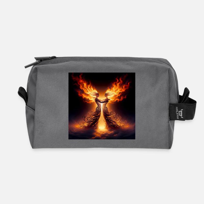 Twin Flames - Recycled Toiletry Zip Bag - anthracite