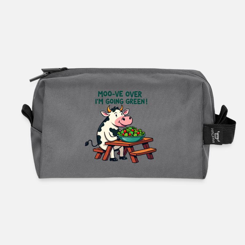Moo-ve Over, I'm Going Green! - Recycled Toiletry Zip Bag - anthracite