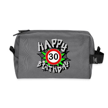 30. Geburtstag , Airbrush Happy 30 (25) - Recycelte Kulturtasche - Anthrazit - Vorne