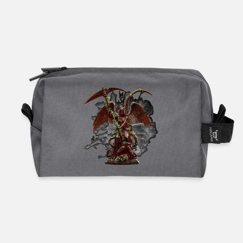Engelstatue, Ranken, gothic design - Recycelte Kulturtasche - Anthrazit