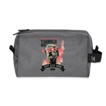 Through hell? Continue! - Recycled Toiletry Zip Bag - anthracite - Front