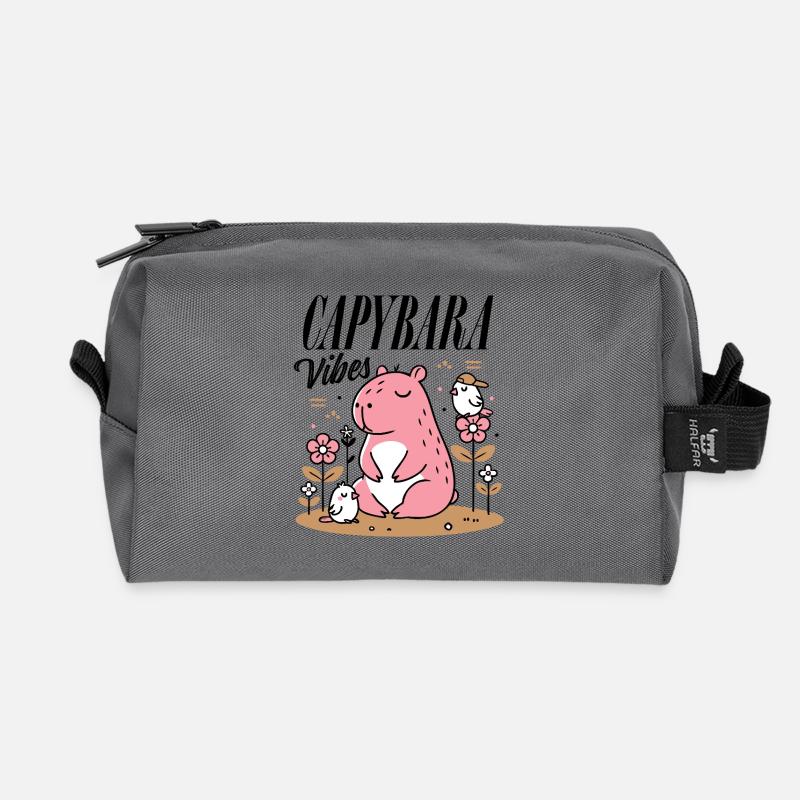Entspanntes Capybara mit Freunden - Recycelte Kulturtasche - Anthrazit