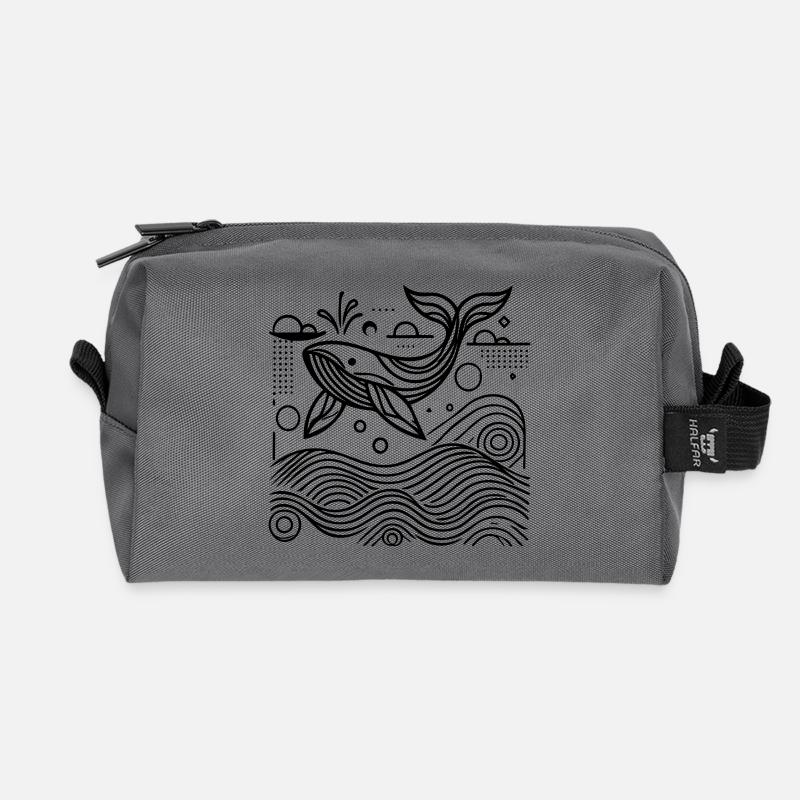 Ocean Spirit – Geometrischer Wal - Recycelte Kulturtasche - Anthrazit