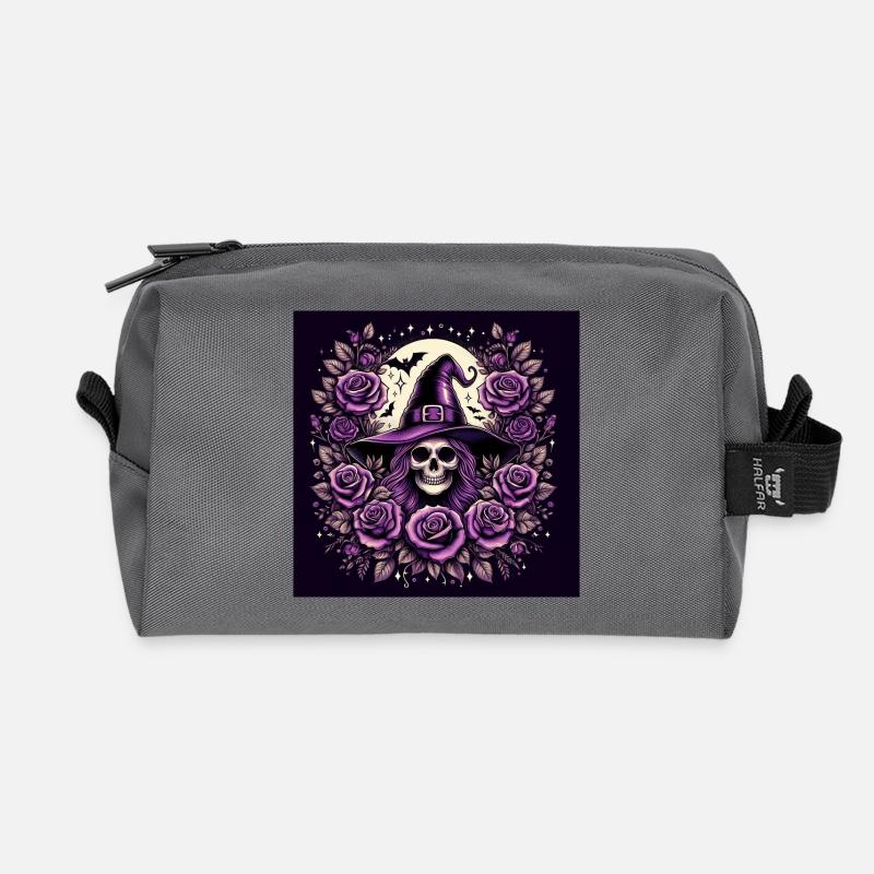 Skull Witch - Recycled Toiletry Zip Bag - anthracite
