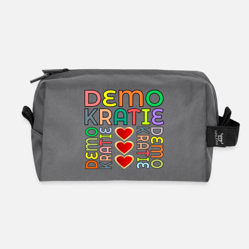 HERZ BUNTE DEMOKRATIE - Recycelte Kulturtasche - Anthrazit