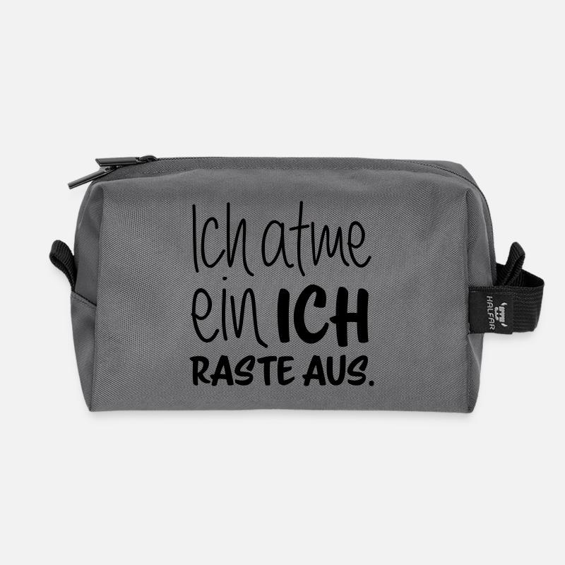 Ich atme ein - ich raste aus - Recycelte Kulturtasche - Anthrazit