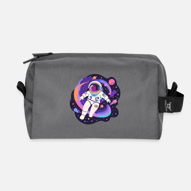 Weltraum-Regenbogen-Astronaut - Recycelte Kulturtasche - Anthrazit