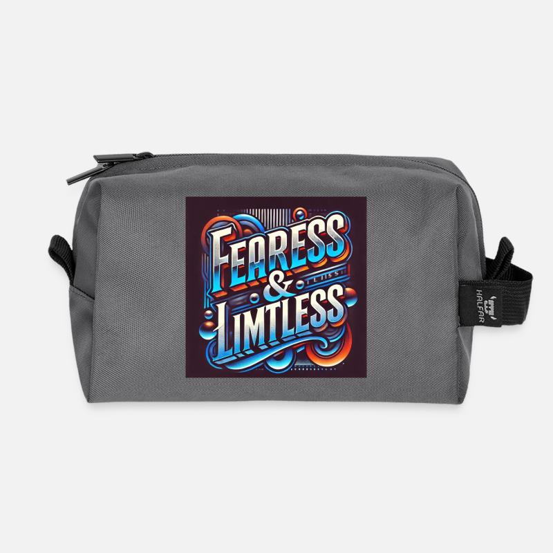 Fearless & Limitless – Conception typographique audacieuse - Trousse de toilette en tissu recyclé - anthracite