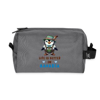 Bavarian Penguin - Recycled Toiletry Zip Bag - anthracite - Front