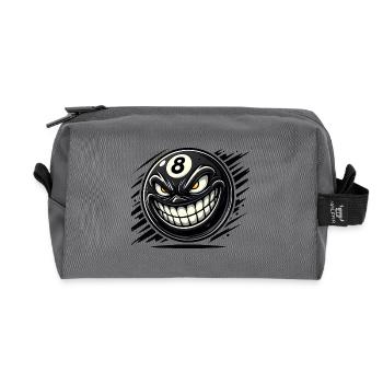 Böse 8-Ball – Das grinsende Billard Monster - Recycelte Kulturtasche - Anthrazit - Vorne