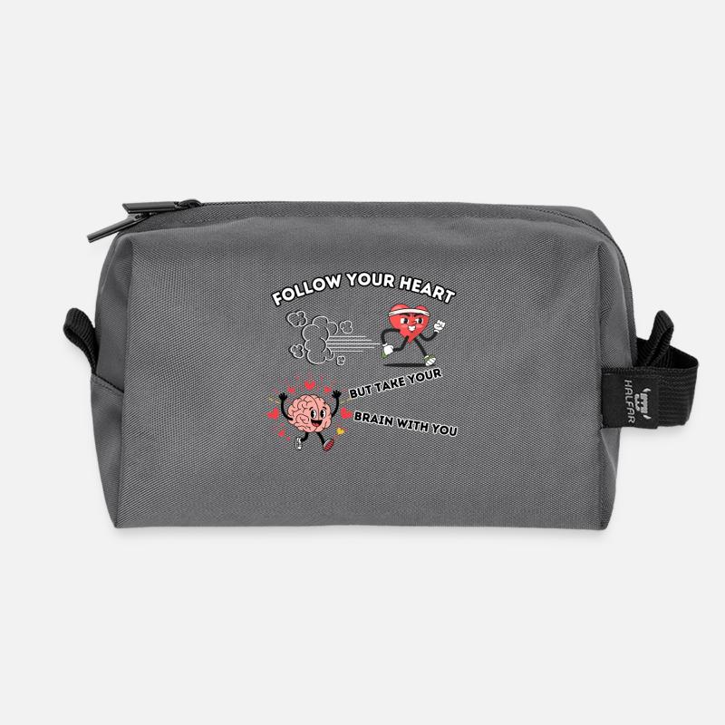 Follow your Heart - Recycelte Kulturtasche - Anthrazit