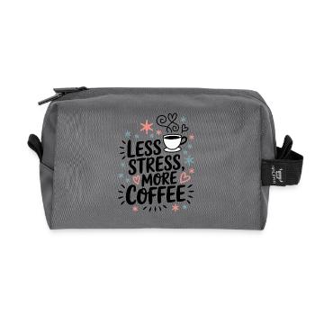 Moins de stress, plus de café – le dicton du café - Trousse de toilette en tissu recyclé - anthracite - Devant
