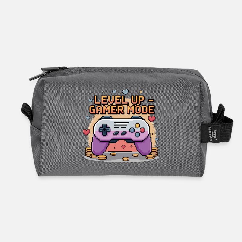 Level Up – Gamer Mode - Recycelte Kulturtasche - Anthrazit