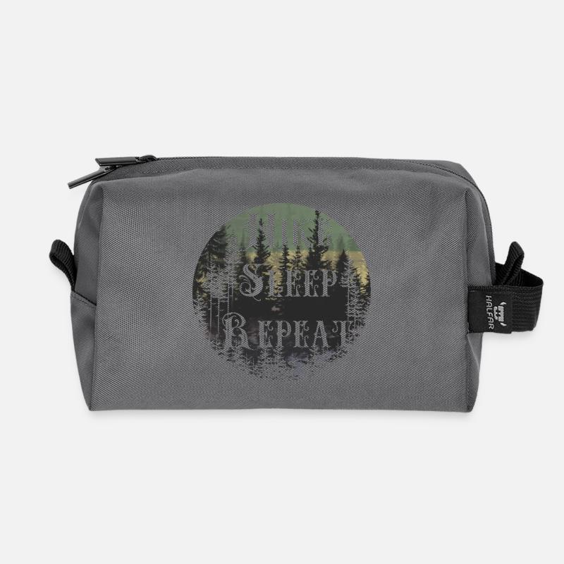 Fais répéter le sommeil – Round de la silhouette de la forêt - Trousse de toilette en tissu recyclé - anthracite