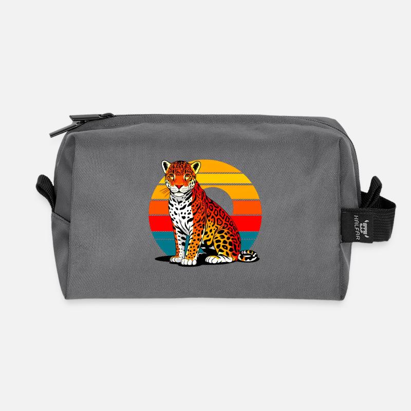 Jaguar am Strand - Recycelte Kulturtasche - Anthrazit