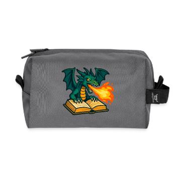 Fire Dragon Book Magic - Recycled Toiletry Zip Bag - anthracite - Front