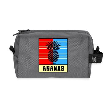 Ananas Pop Style – Rot & Blau - Recycelte Kulturtasche - Anthrazit - Vorne