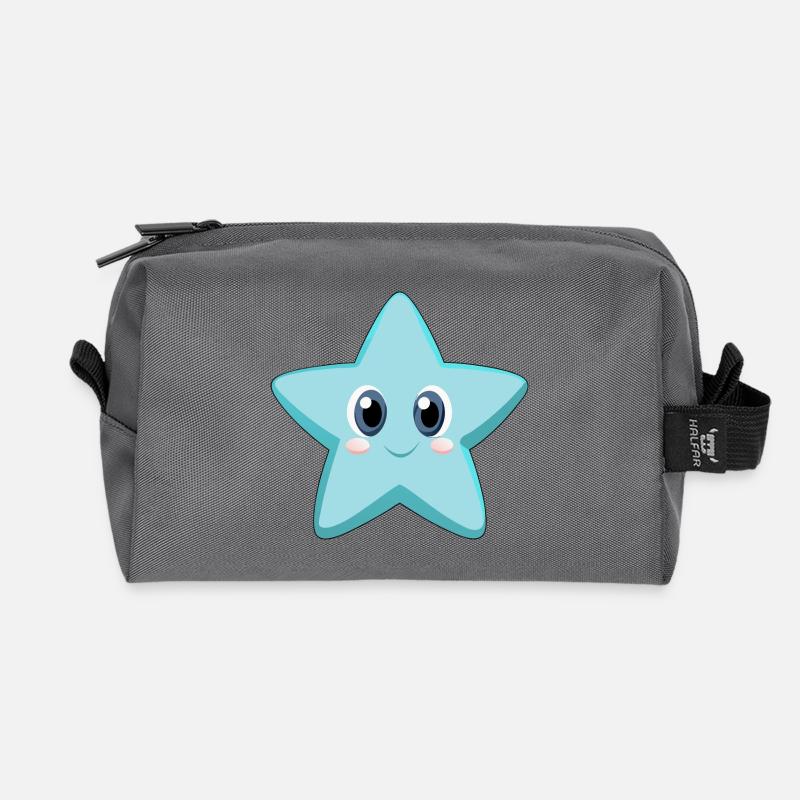 Fröhlicher und lächelnder Seestern (v02) - Recycelte Kulturtasche - Anthrazit
