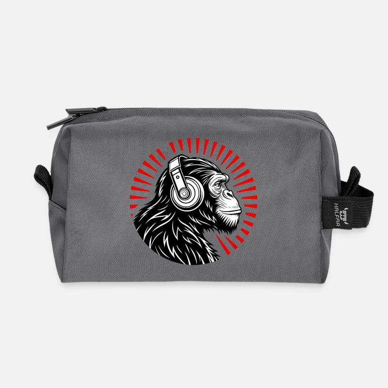 Groove Monkey – Der DJ der Wildnis - Recycelte Kulturtasche - Anthrazit