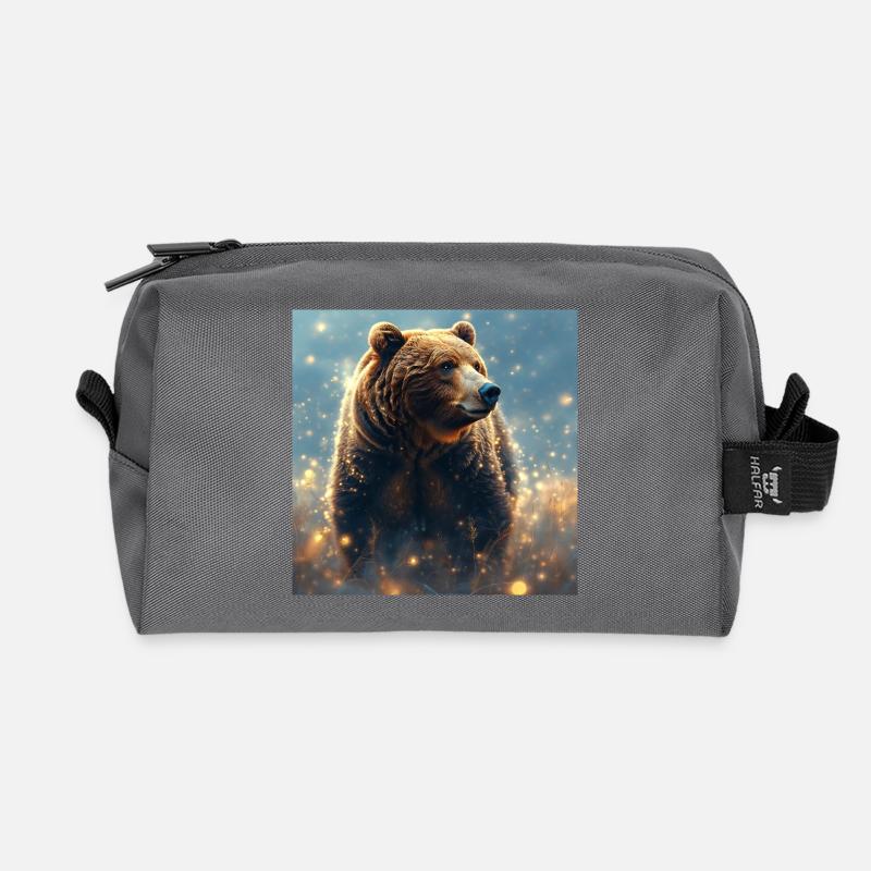 Krafttier Braunbär - Recycelte Kulturtasche - Anthrazit