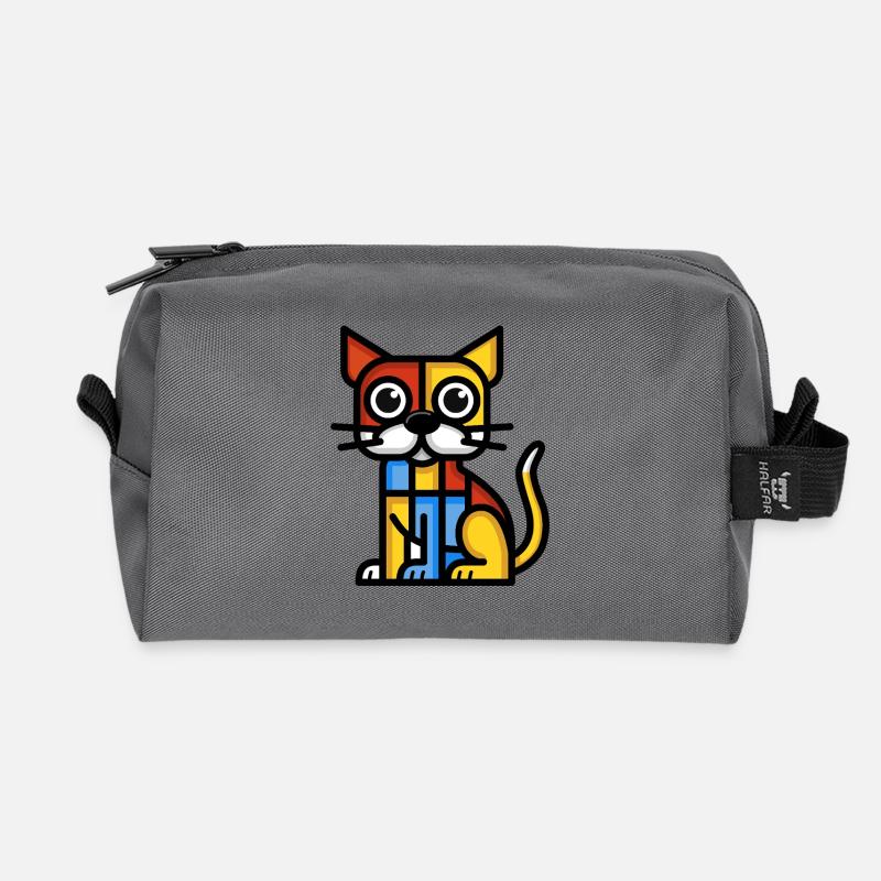 Buntes Bild eines kubistischen Hundes - Recycelte Kulturtasche - Anthrazit